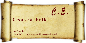 Czvetics Erik névjegykártya